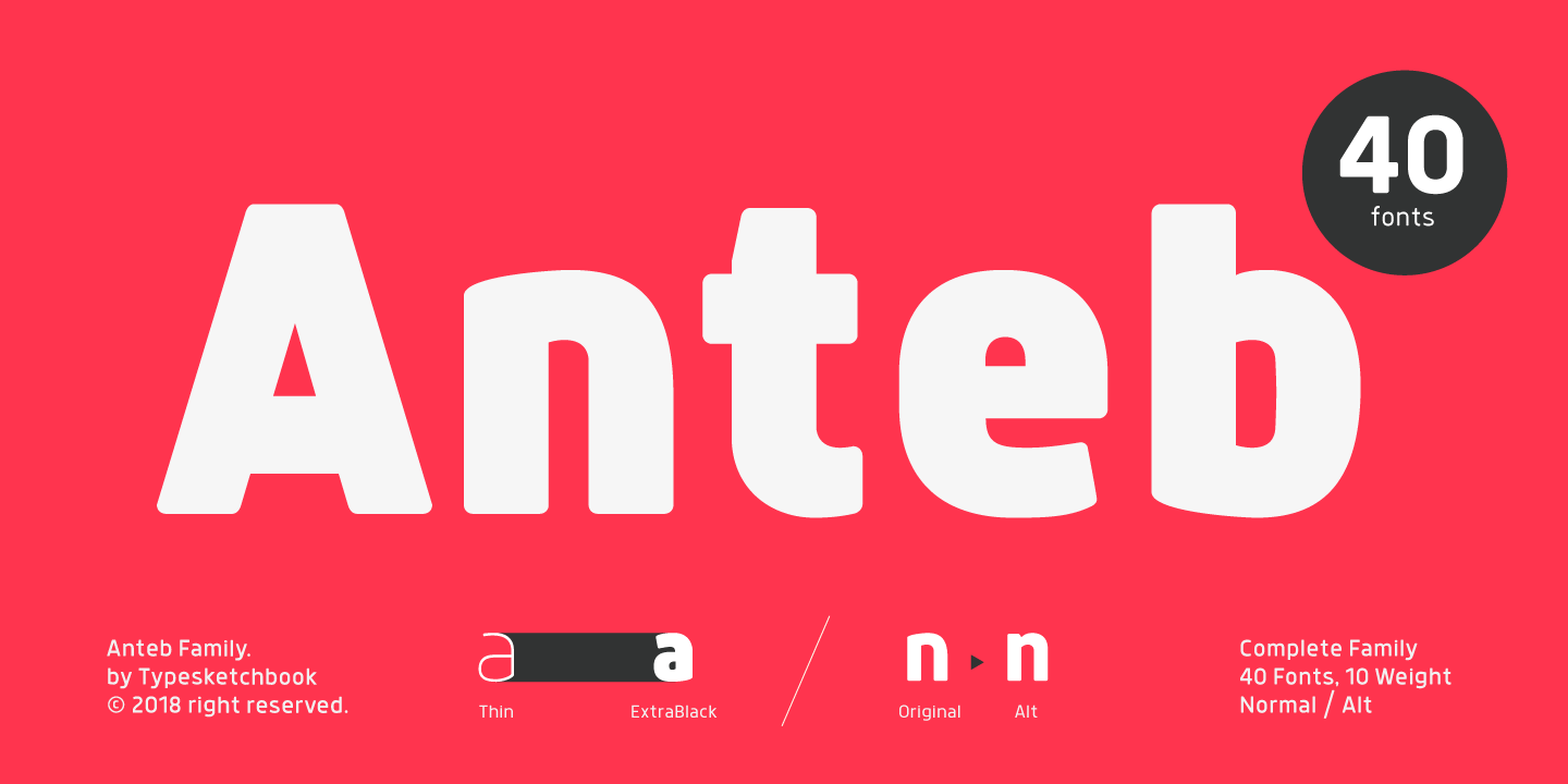 Przykład czcionki Anteb Light Italic